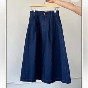 Le Bonne Shop Long Farm Girl Skirt Raw Denim NWT
